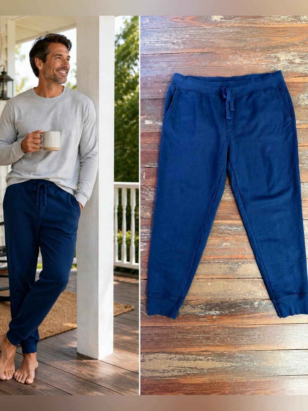 LAKE Pajamas Men’s Dockside 100% Cotton Jogger Lounge Pants Deep Navy | XL 💛🍄